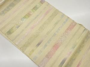 紗 横段に笹蔓緞子・立涌模様織出し名古屋帯